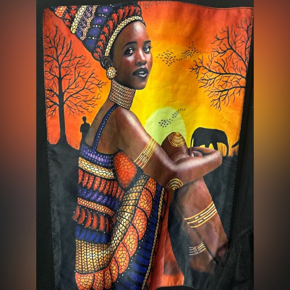 African art design Black Dress with Vibrant Artistic Design NEW - Picture 5 of 6